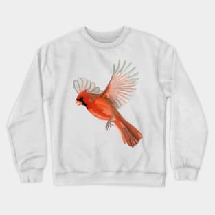 Flying Red Cardinal Illustration Crewneck Sweatshirt